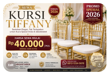 Harga Sewa Kursi Tiffany di Jabodetabek Terbaru 2026 | Murah & Elegan untuk Wedding